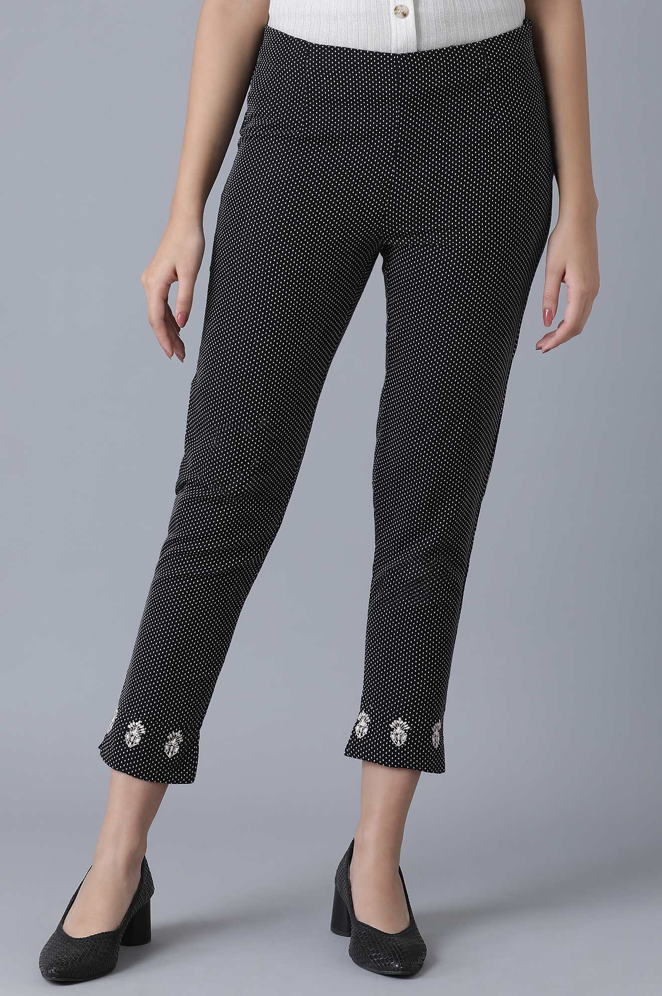 Black Yarn Dyed Slim Pants