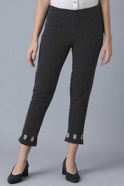 Black Yarn Dyed Slim Pants - wforwoman