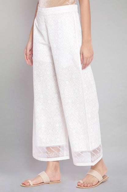 Ecru Printed Parallel Pants