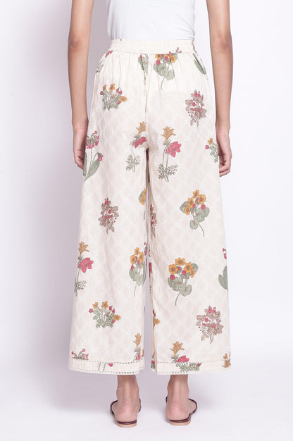 Ecru All-Over Printed Parallel Pants - wforwoman