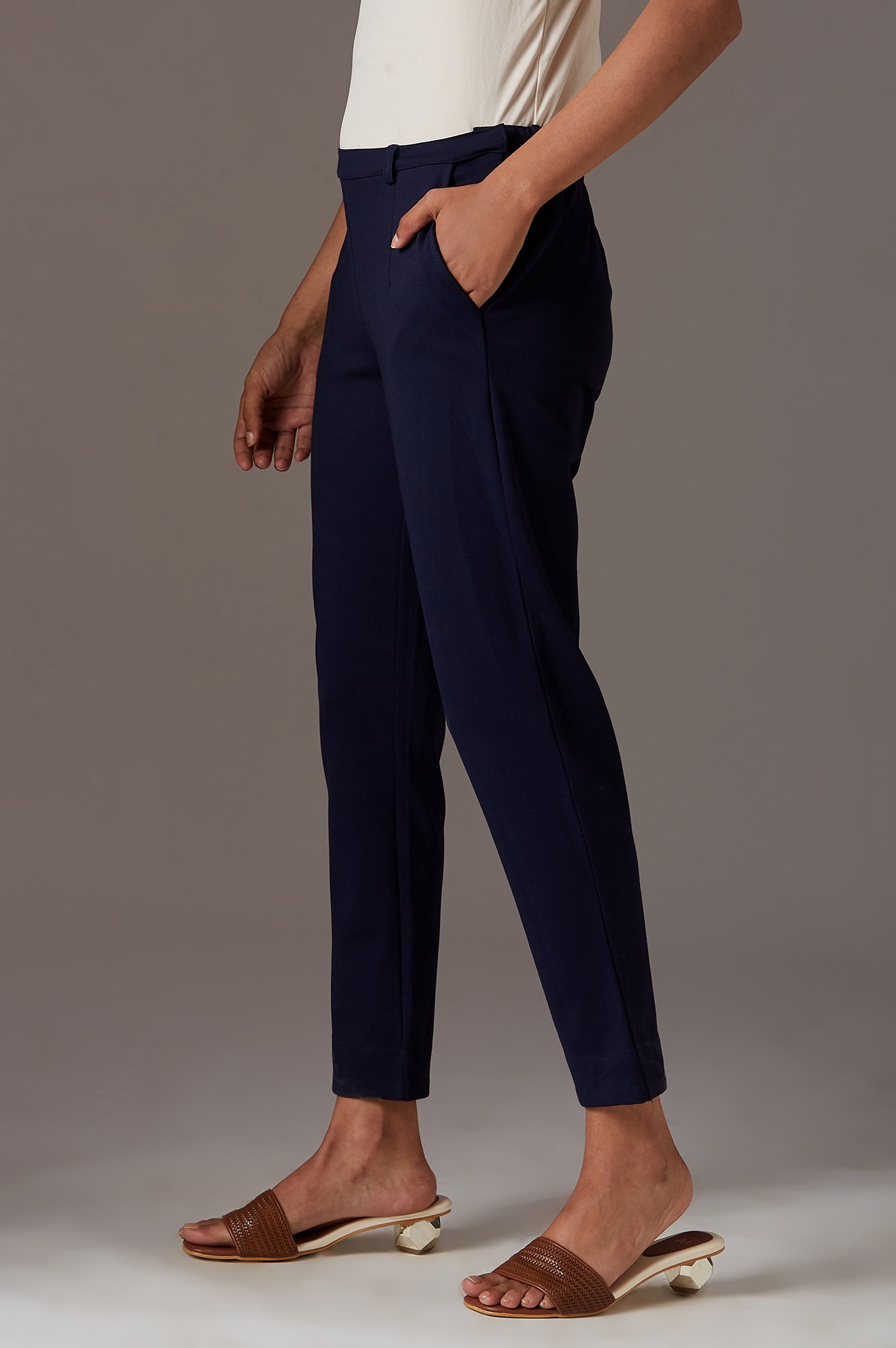 Navy Blue Slim Pants