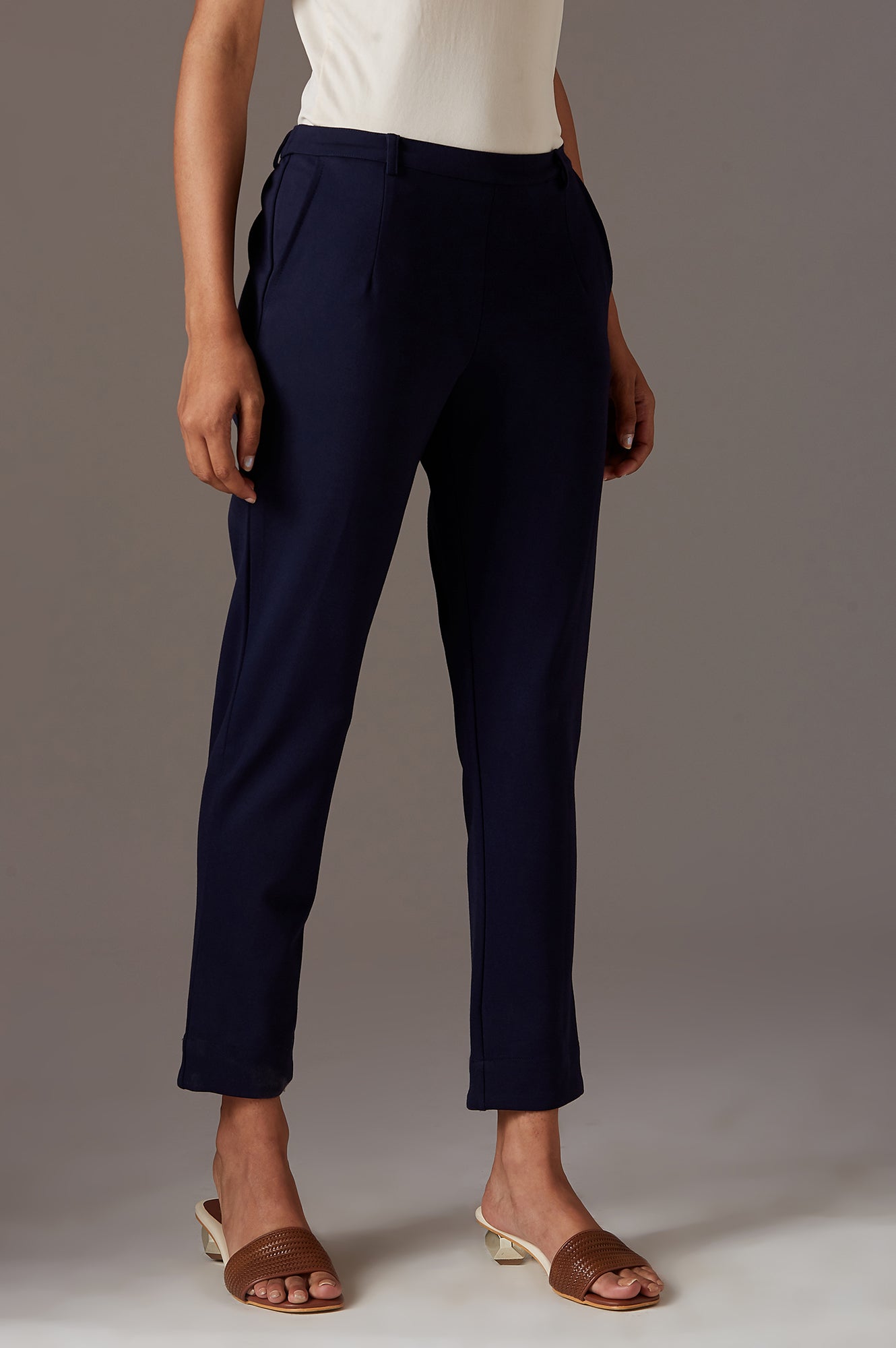 Navy Blue Slim Pants