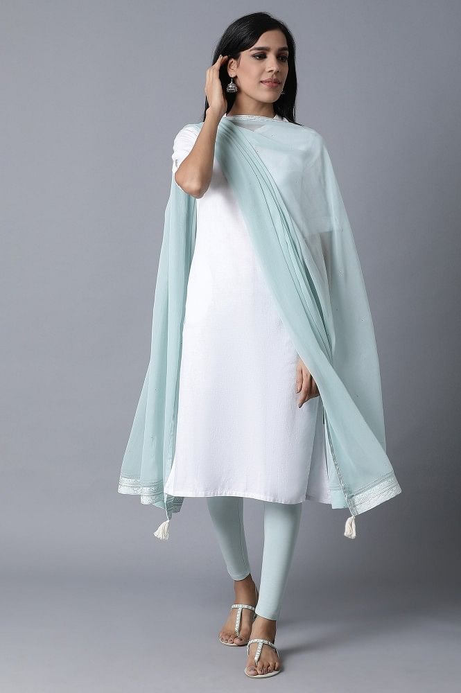 Sky Blue Mukaish Drape