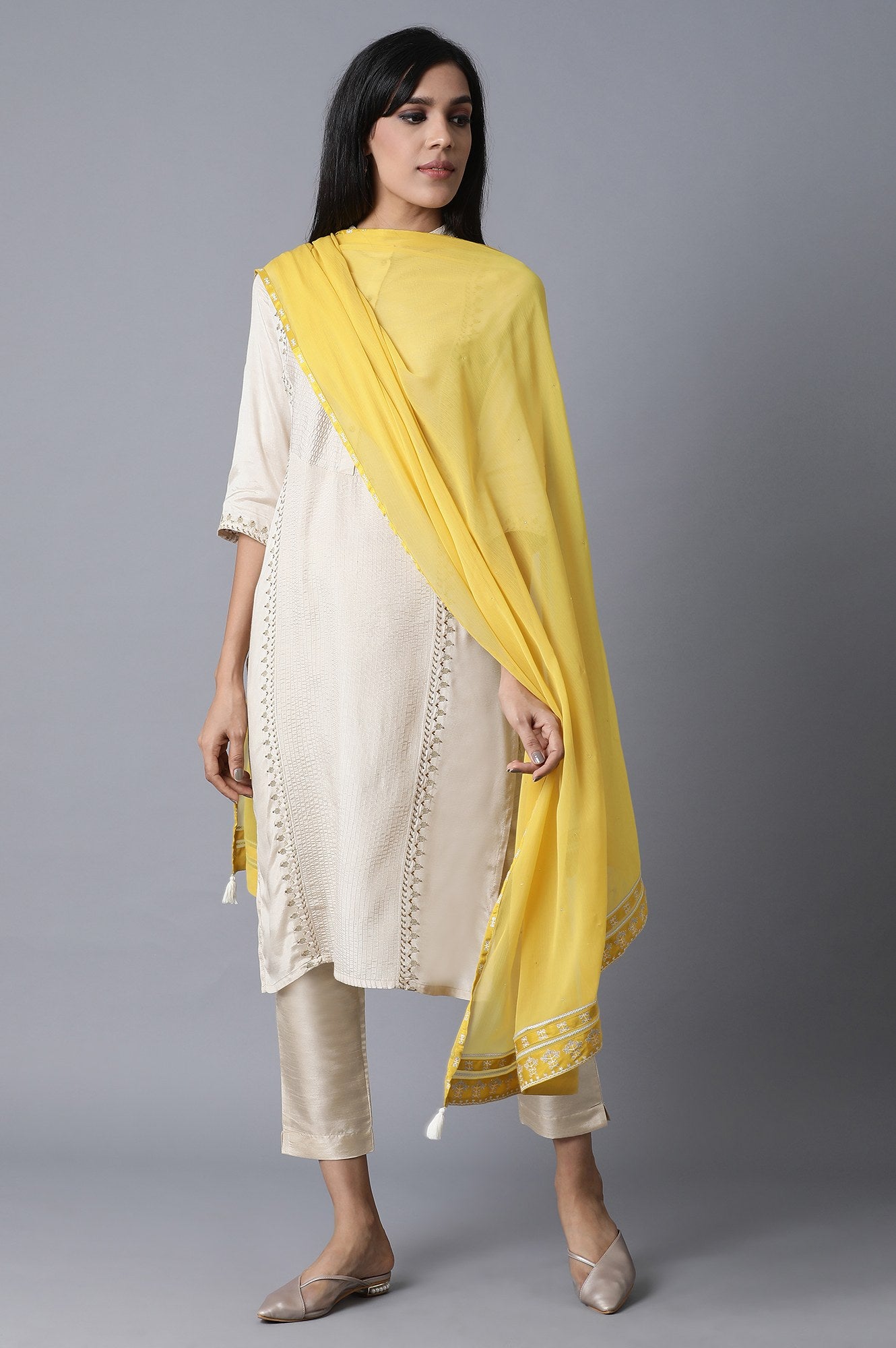 Mustard Yellow Chiffon Drape