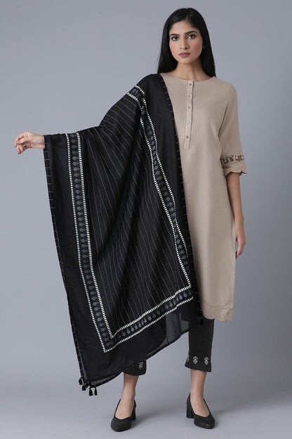 Jet Black Printed Drape