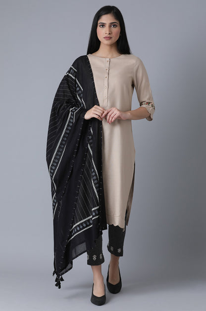 Jet Black Printed Drape