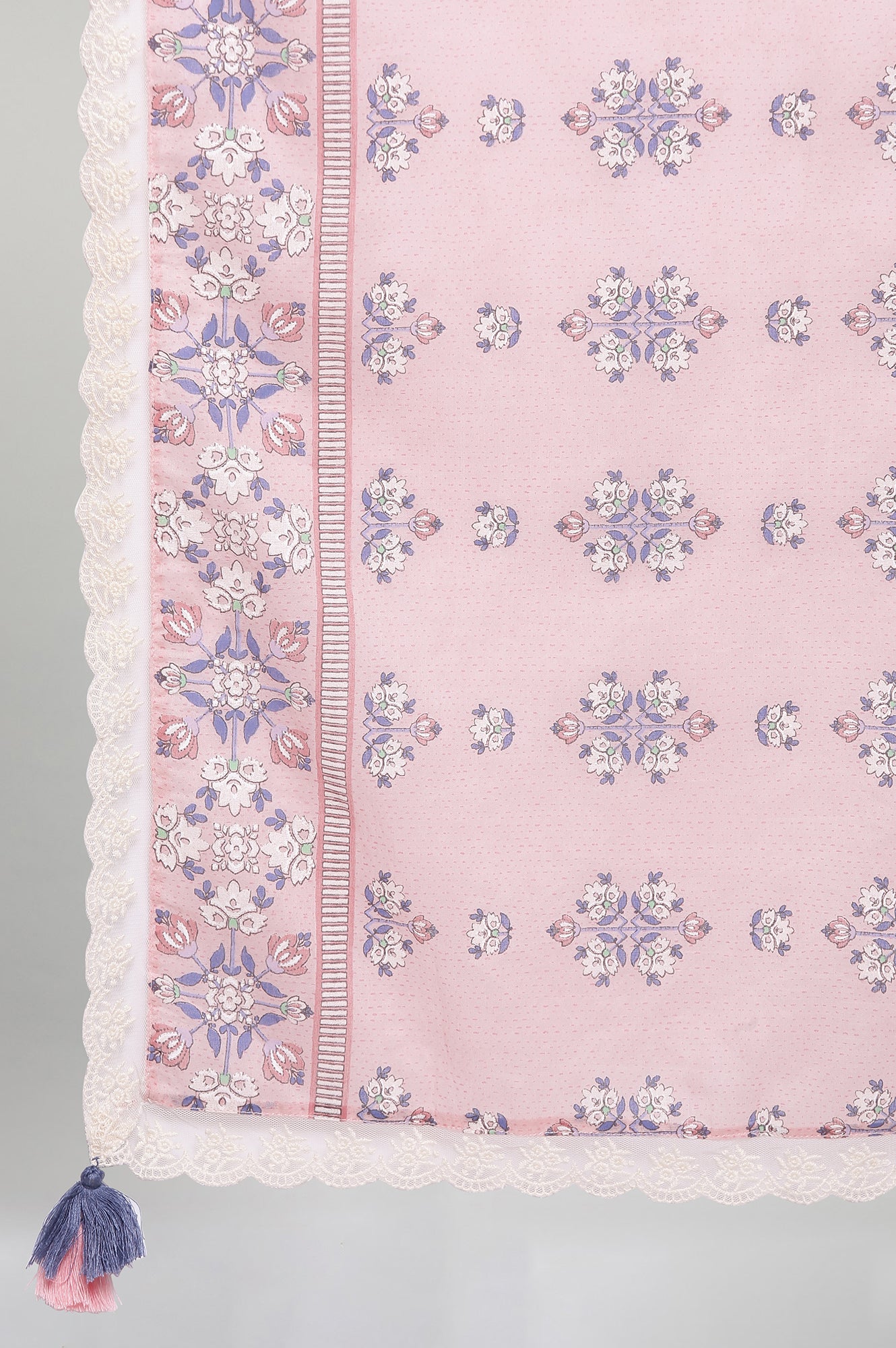 Light Pink Printed Lace Dupatta