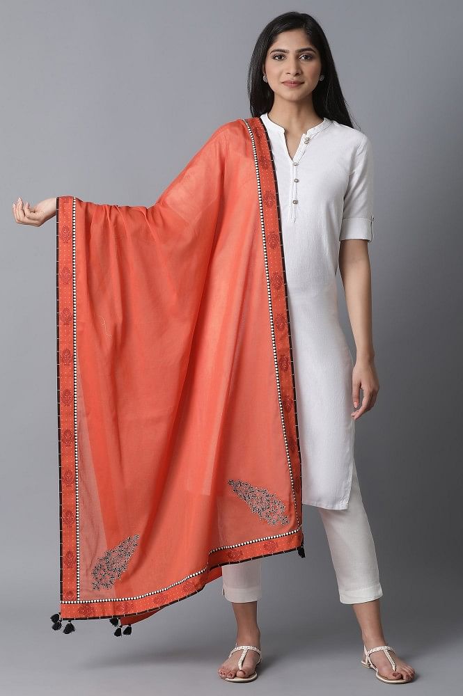 Burnt Orange Embroidered Drape