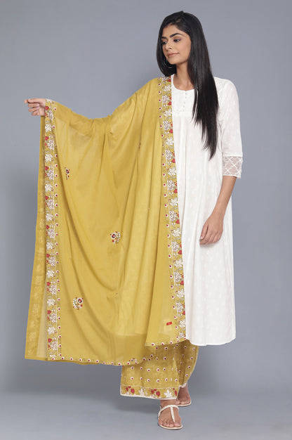 Yellow Green Embroidered Drape