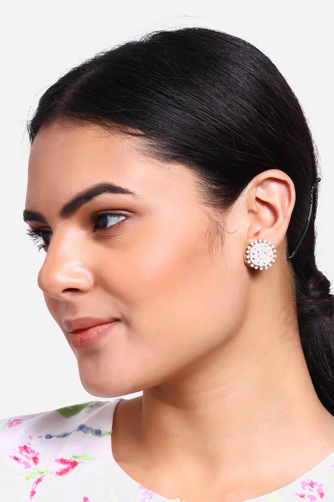 White Crystal Beads Earrings