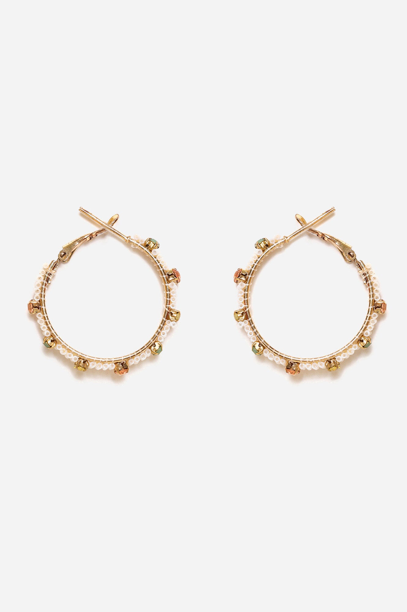 Multicoloured Stone Studded Hoop Earrings