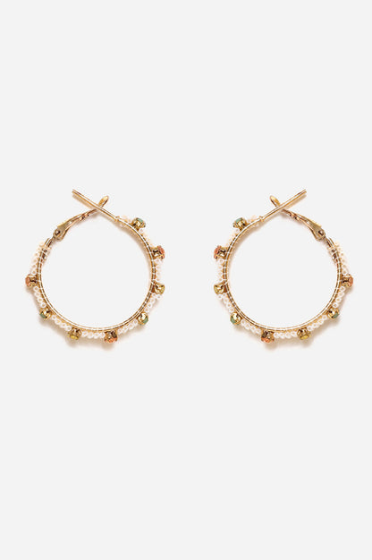 Multicoloured Stone Studded Hoop Earrings