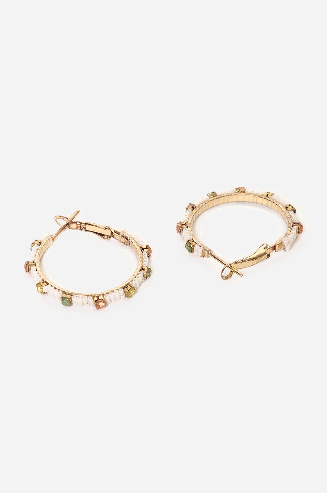 Multicoloured Stone Studded Hoop Earrings