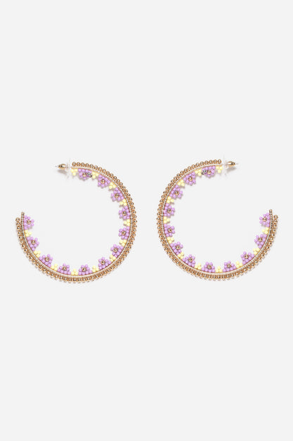 Purple Color Handcrafted Beaded Earrings