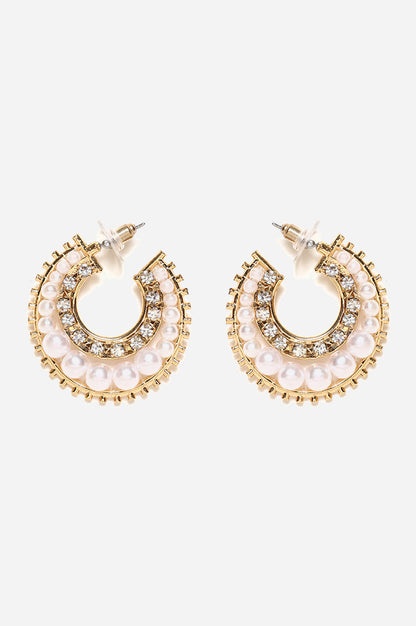 White Pearl Handcrafted Hoop Earrings