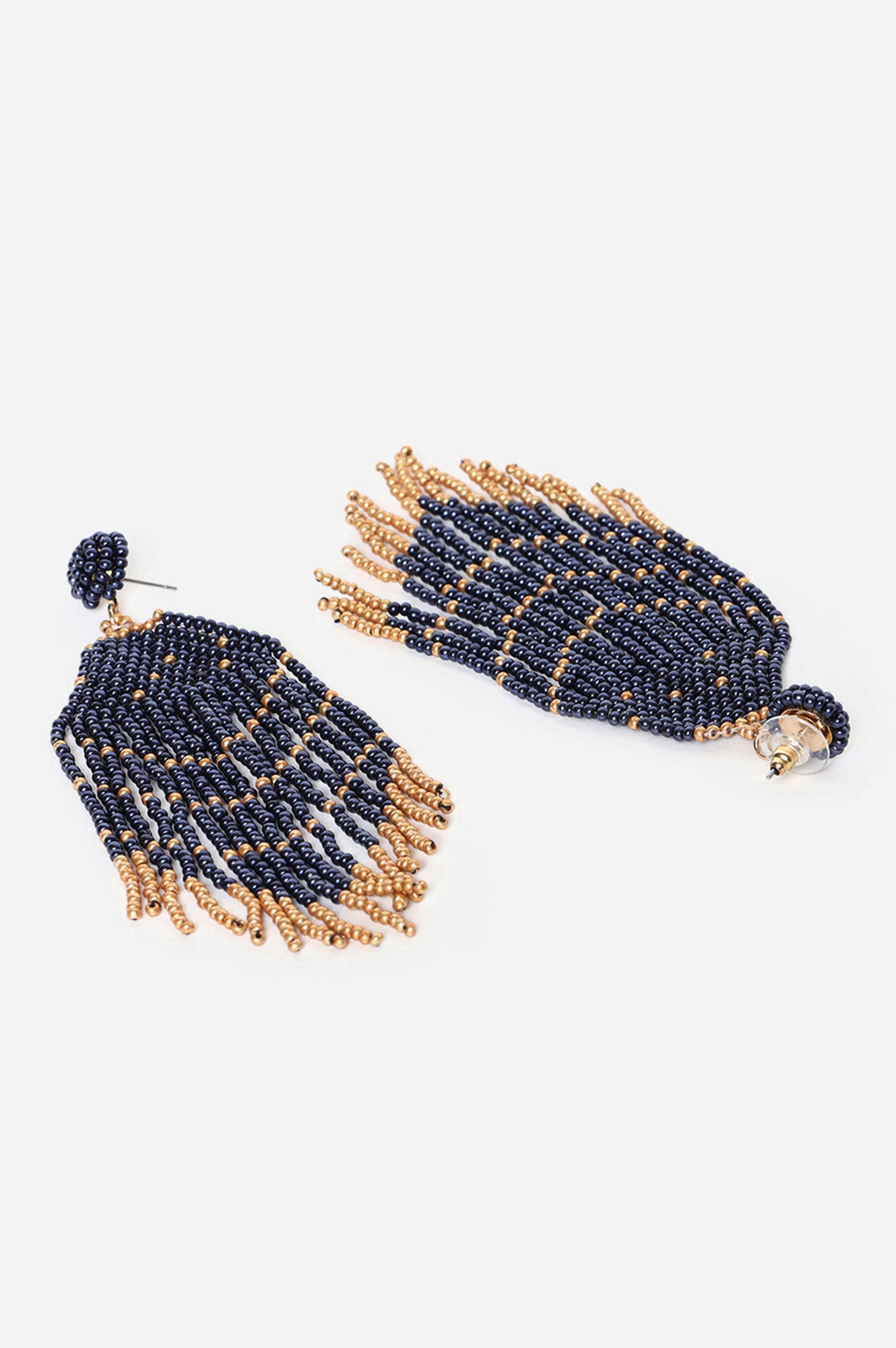 Blue Beads work Handcrafted Dangler Earrings