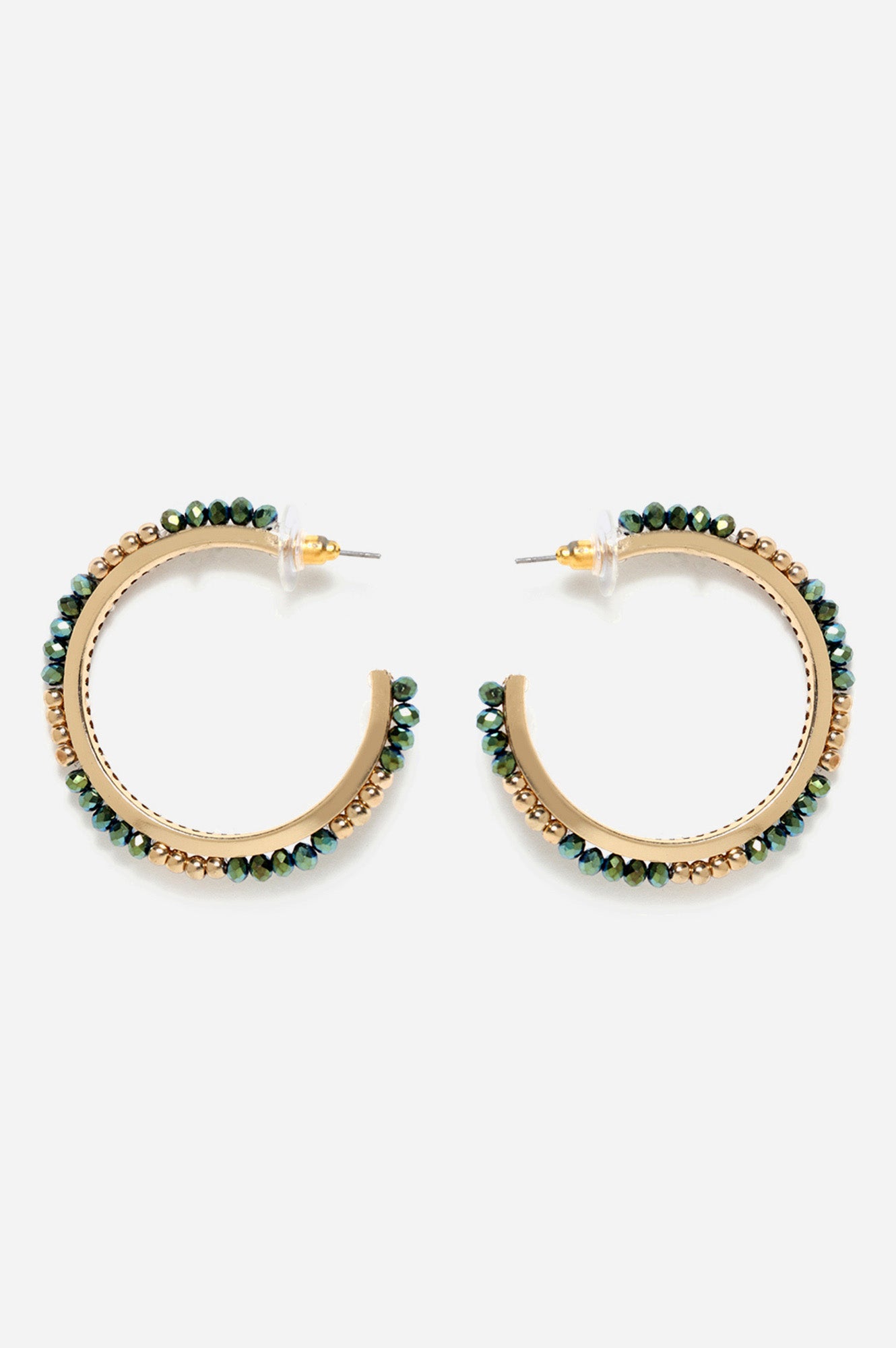 Green Crystal Hoop Earrings