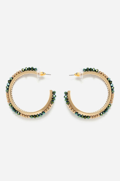 Green Crystal Hoop Earrings