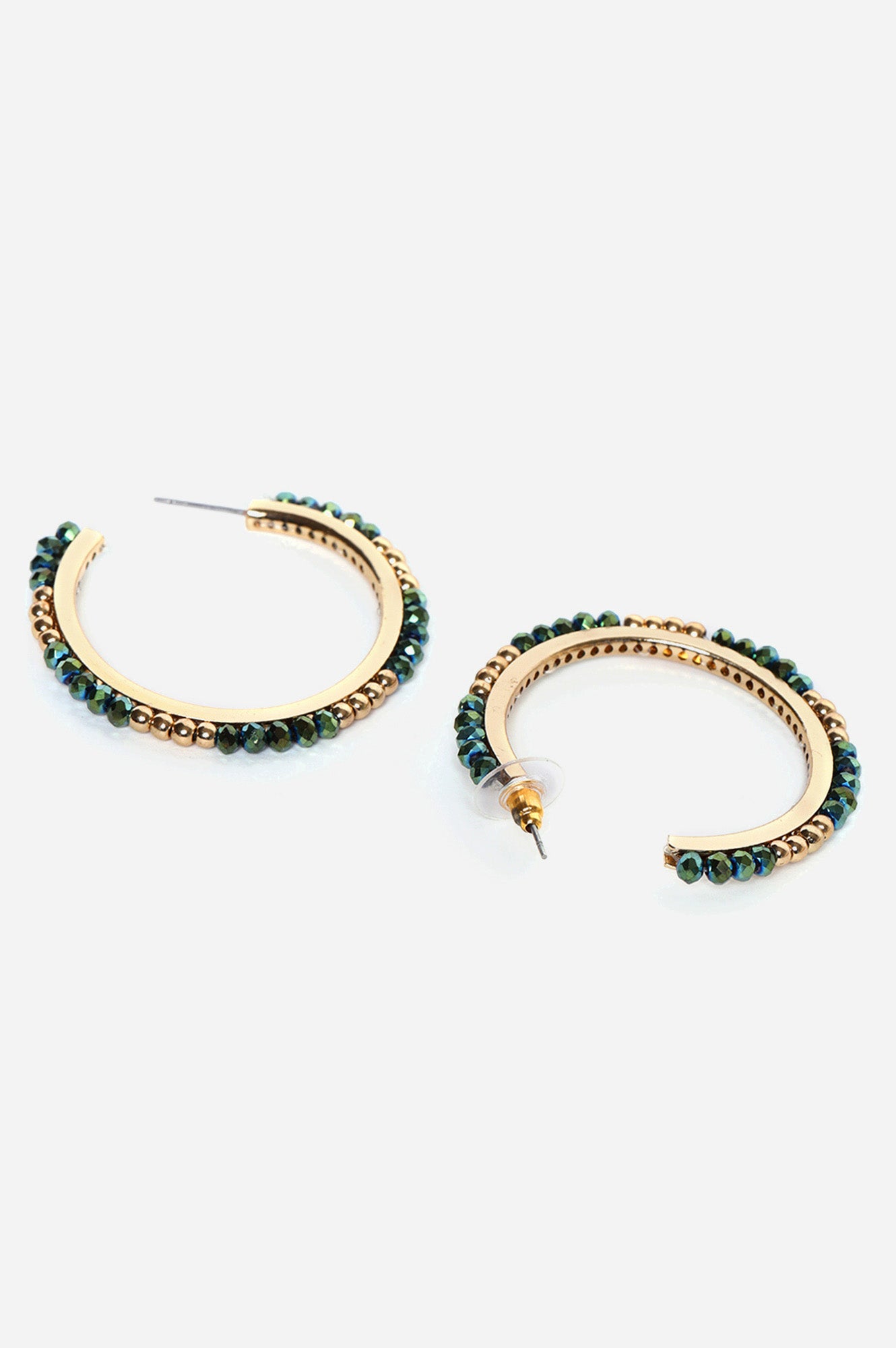 Green Crystal Hoop Earrings