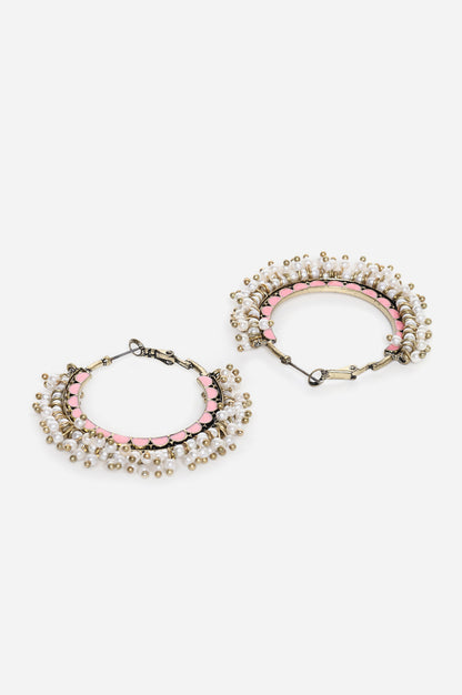 White Handcrafted Hoop Earrings