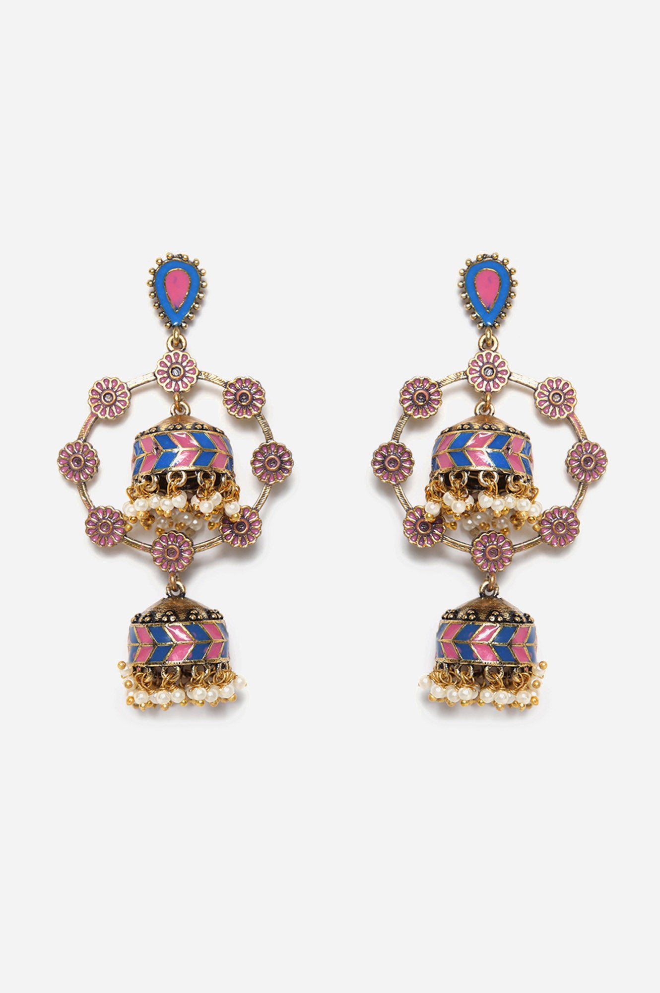 Pink Festive Danglers with Jhumki