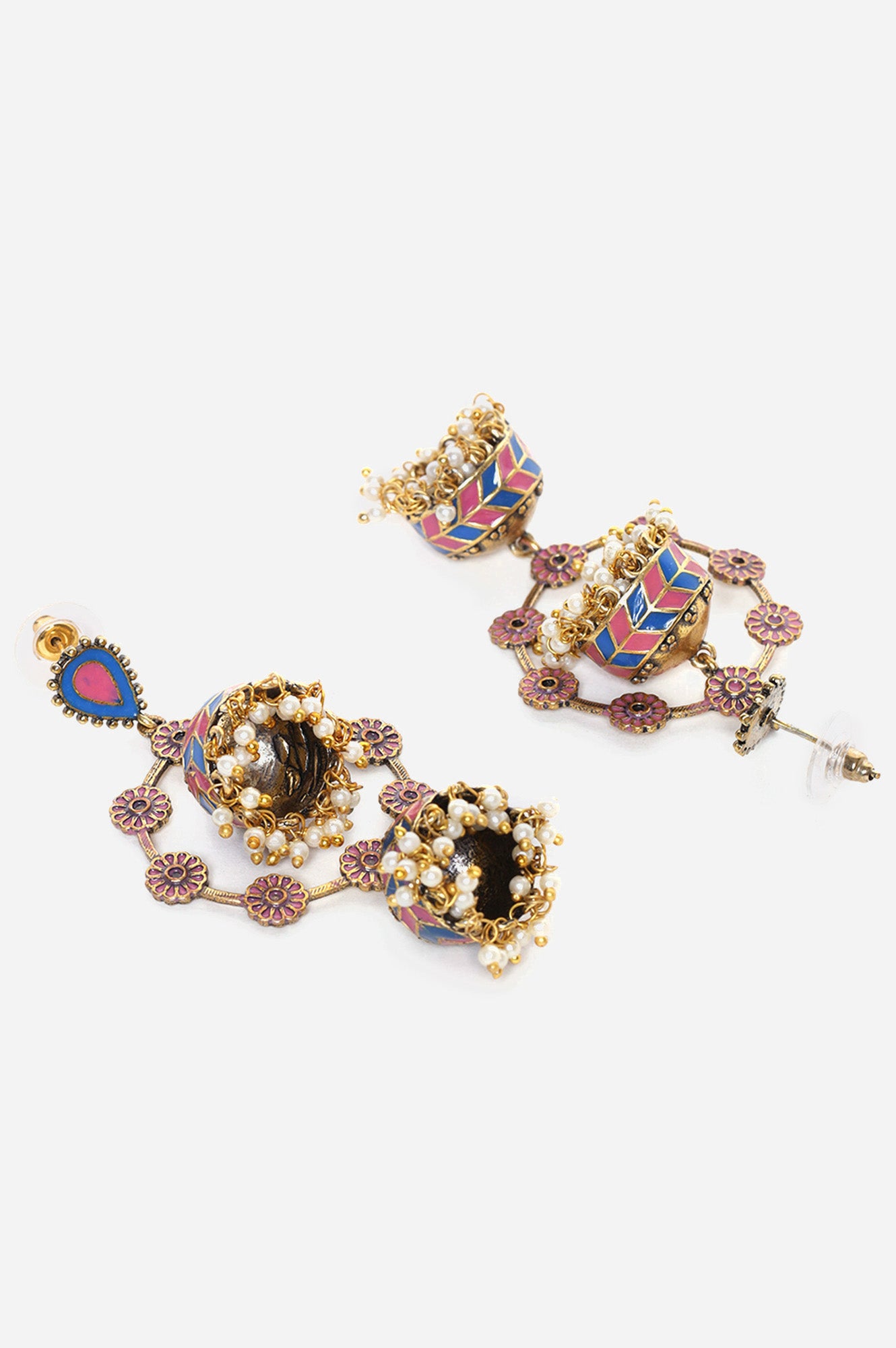 Pink Festive Danglers with Jhumki