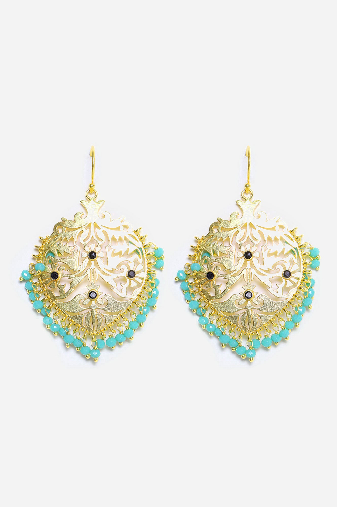 Green Handcrafted Filigree Earrings