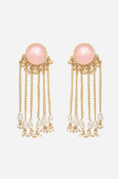 Pink Rose Color and Pearl Earrings