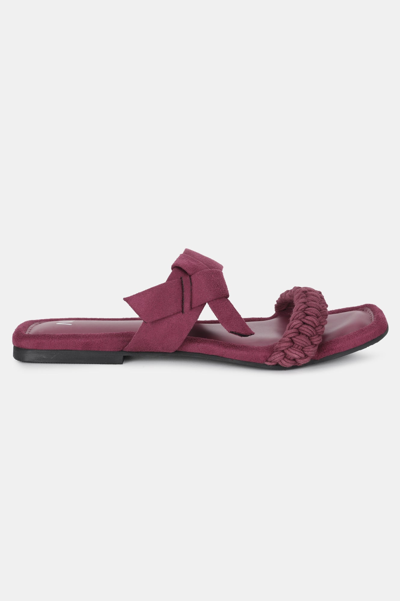 Maroon Square Toe Woven Design Flat-WKYLIE