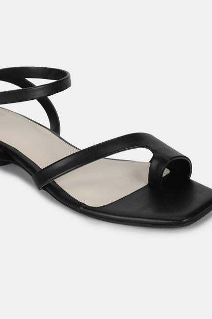 Black Square Toe Solid Block Heel-WSKYLER