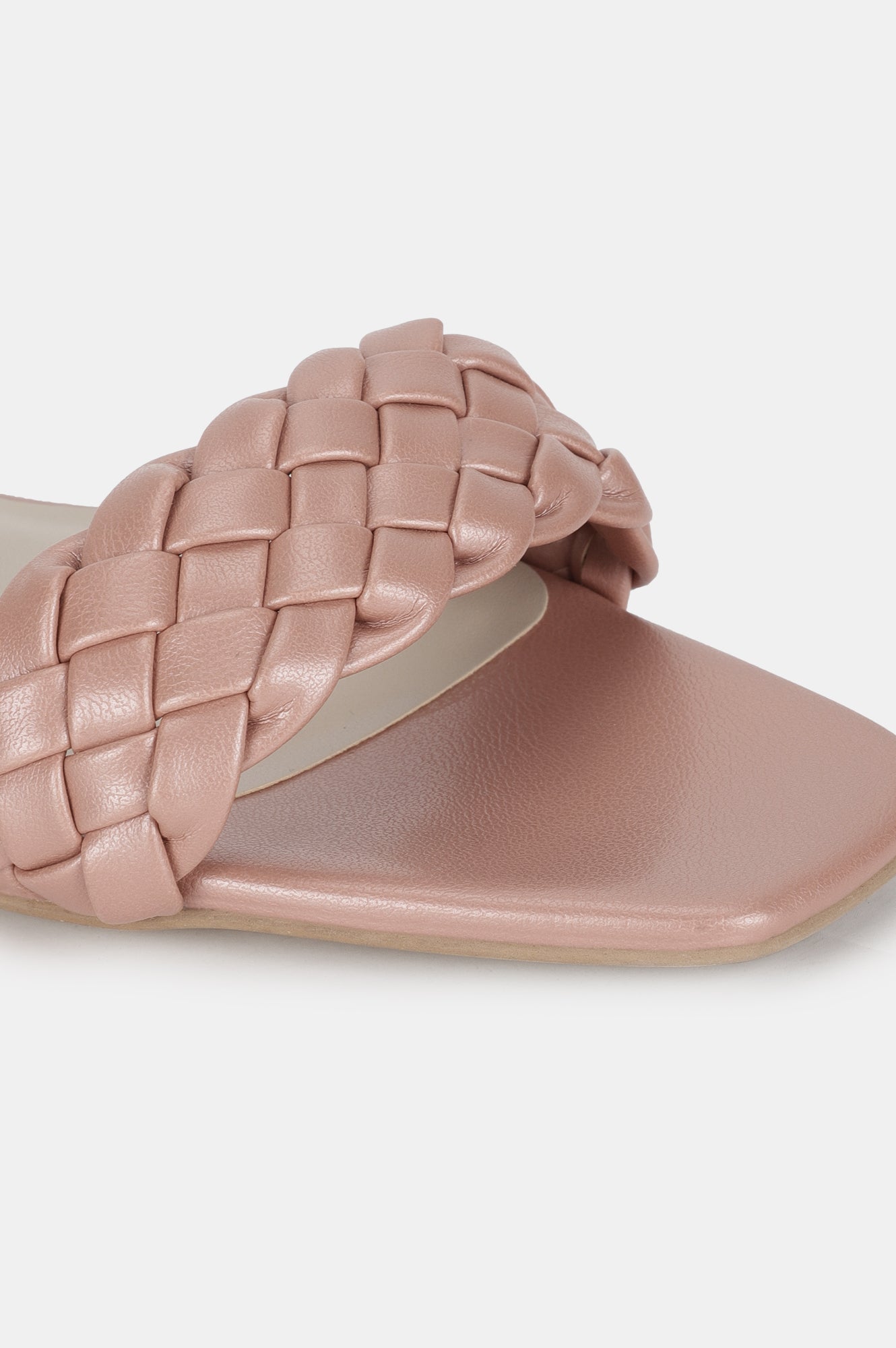 Rose Gold Square Toe Woven Design Wedge-WChelsea