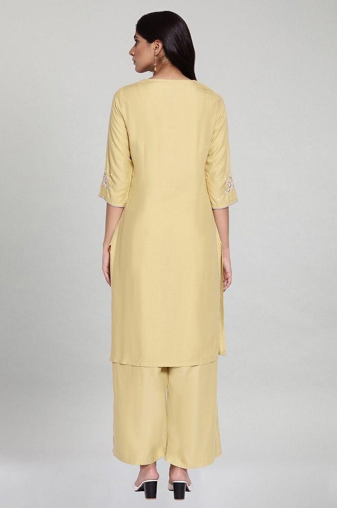 Buttercup Yellow kurta-Parallel Pants Set - wforwoman