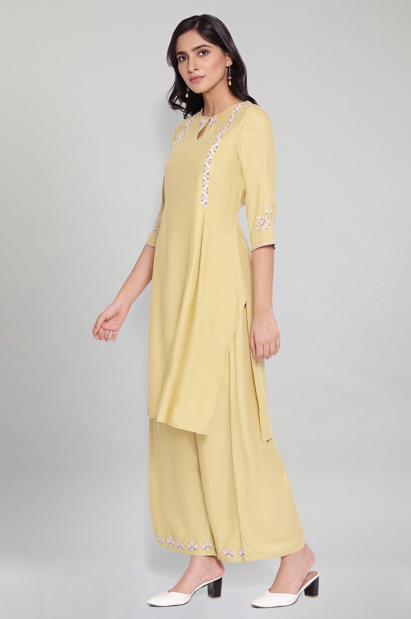 Buttercup Yellow kurta-Parallel Pants Set - wforwoman