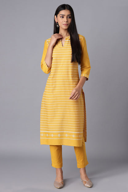 Yellow Stripes kurta- Slim Pants Set