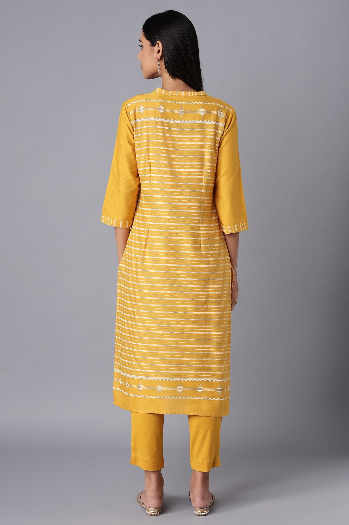 Yellow Stripes kurta- Slim Pants Set