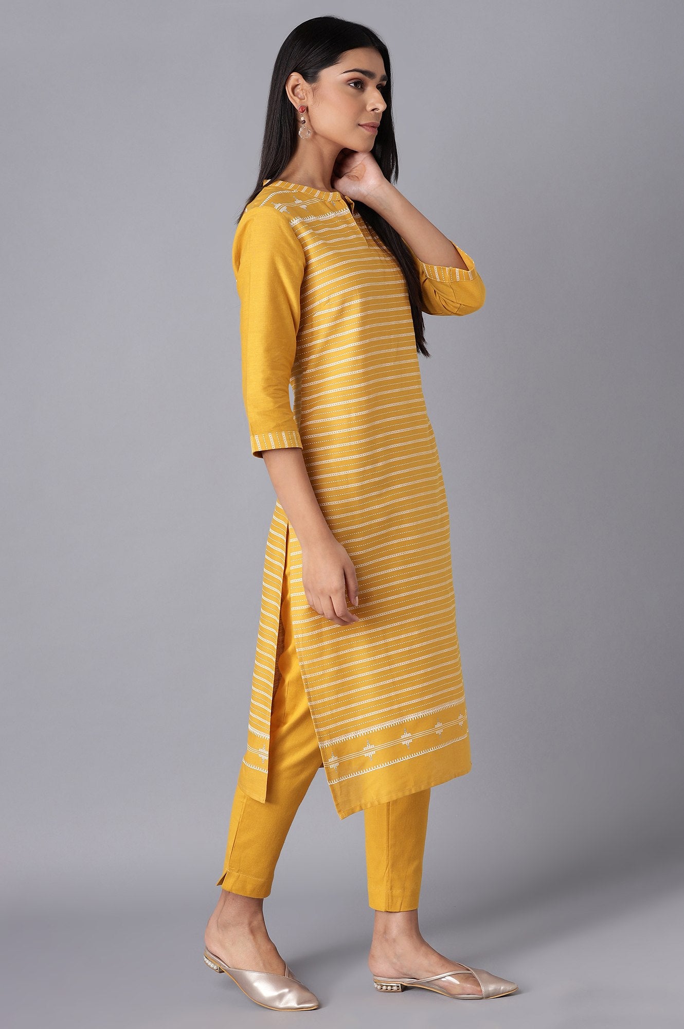 Yellow Stripes kurta- Slim Pants Set