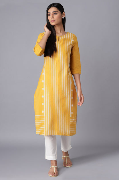 Yellow Stripes kurta- Slim Pants Set