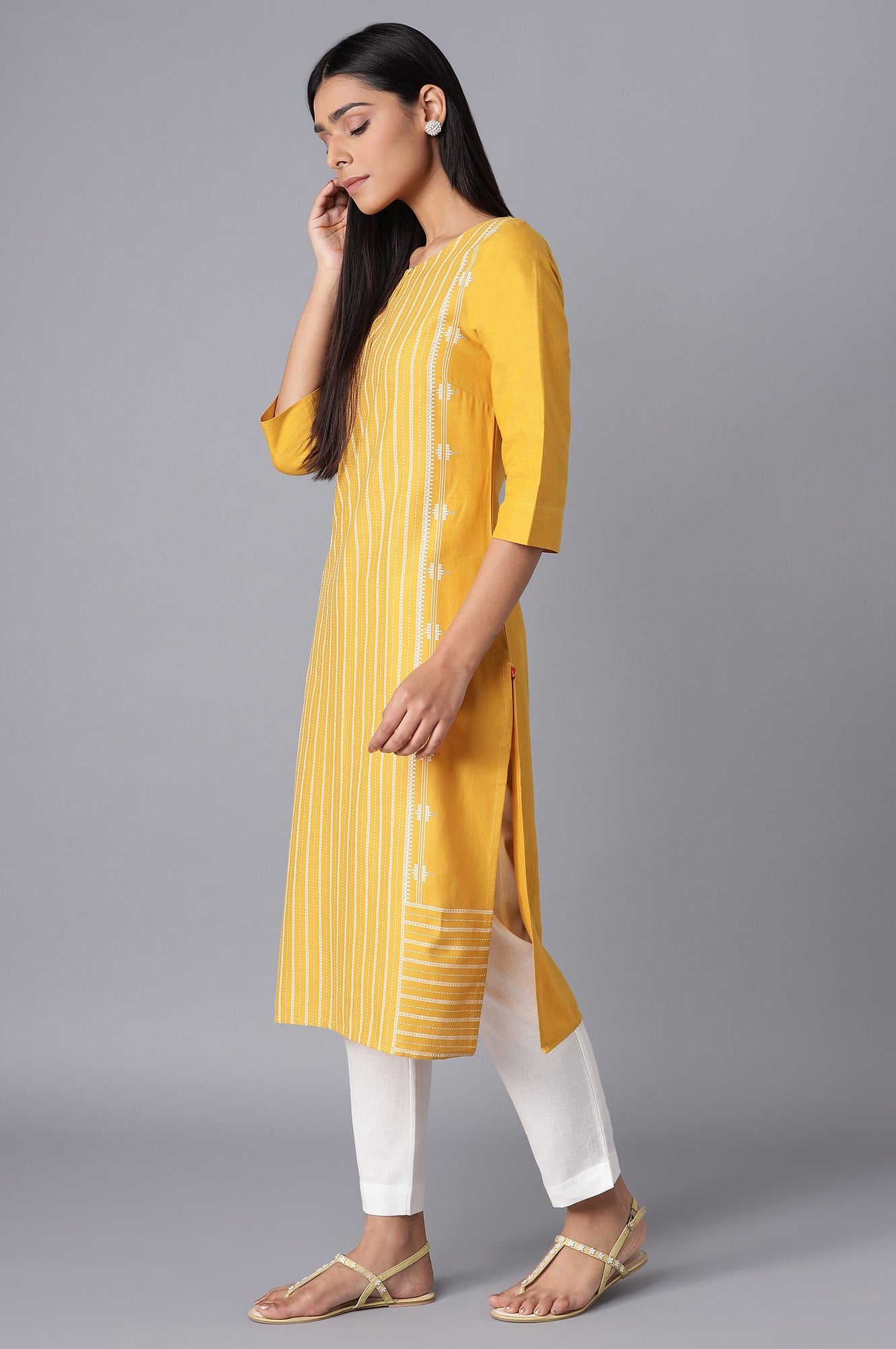 Yellow Stripes kurta- Slim Pants Set