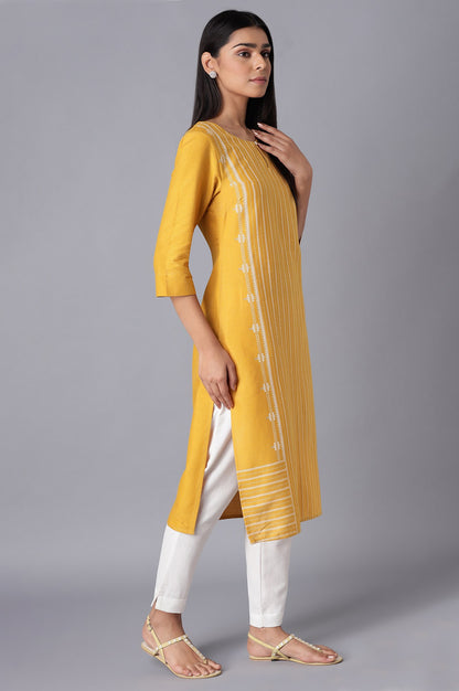 Yellow Stripes kurta- Slim Pants Set