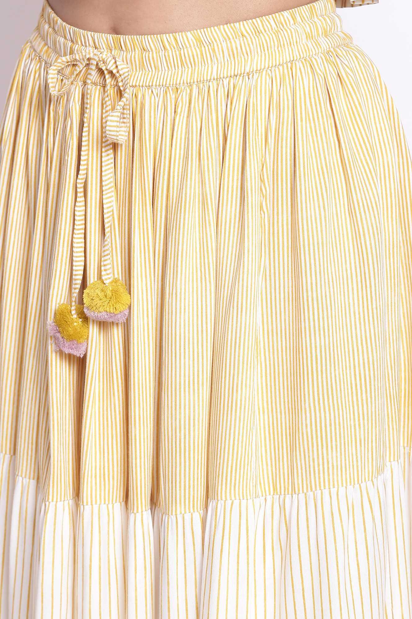 Bright Yellow Boho Top- Tiered Skirt - wforwoman