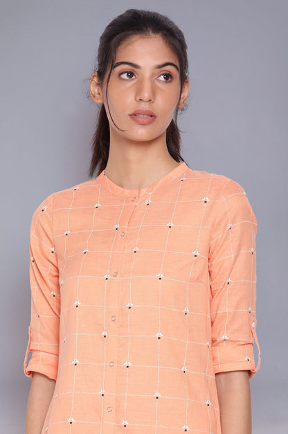 Orange Button Down kurta With Parallel Pants