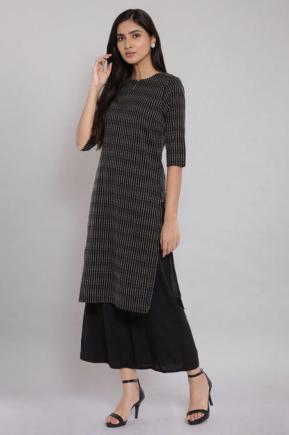 Black Printed kurta With Black Parallel Pants