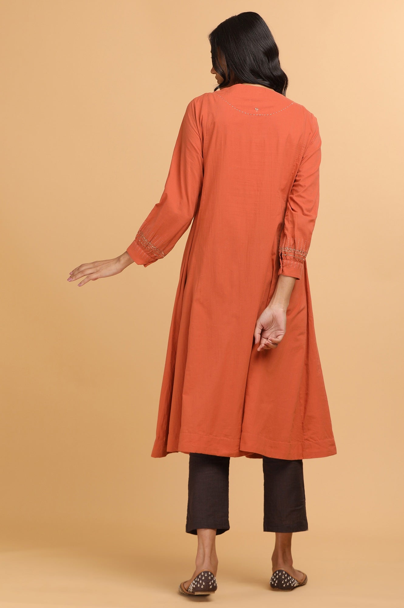 Red Pleated Voile kurta