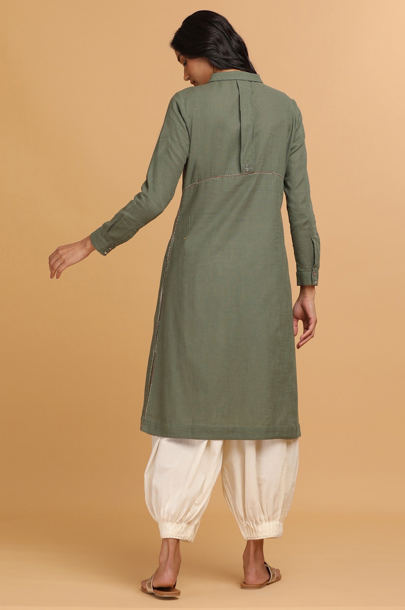 Green Cotton Shirt Dress