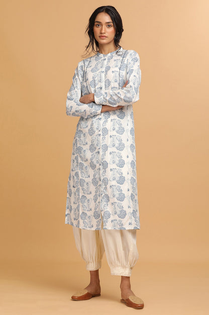 Ecru Hand Block Printed kurta