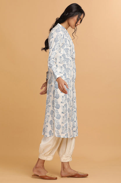 Ecru Hand Block Printed kurta