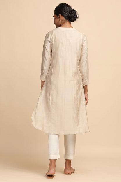 Light Beige Cotton Silk Solid kurta