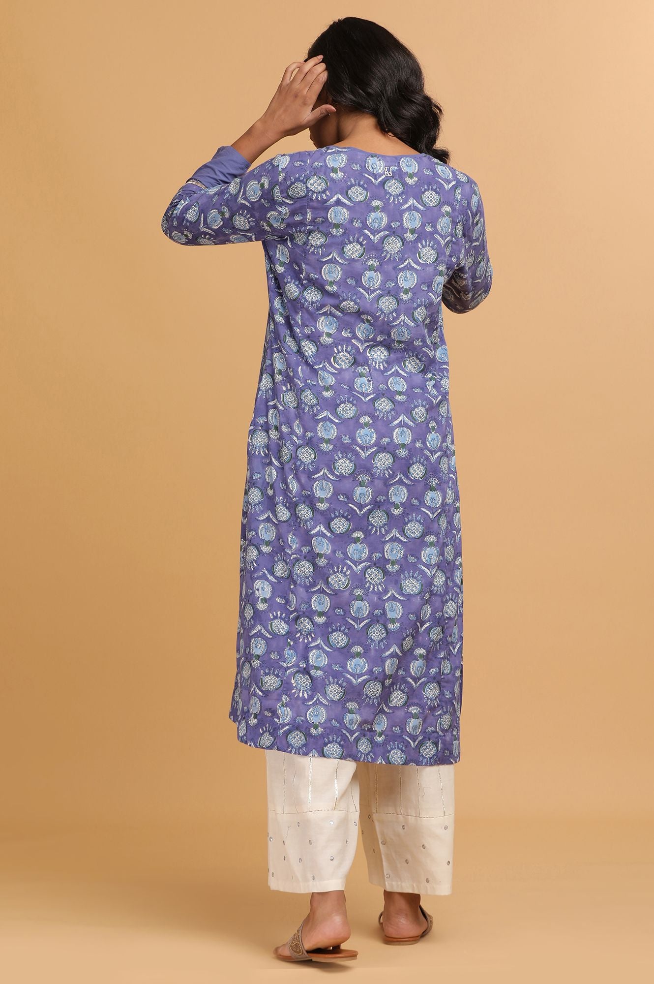 Blue Hand Block Print Cotton kurta