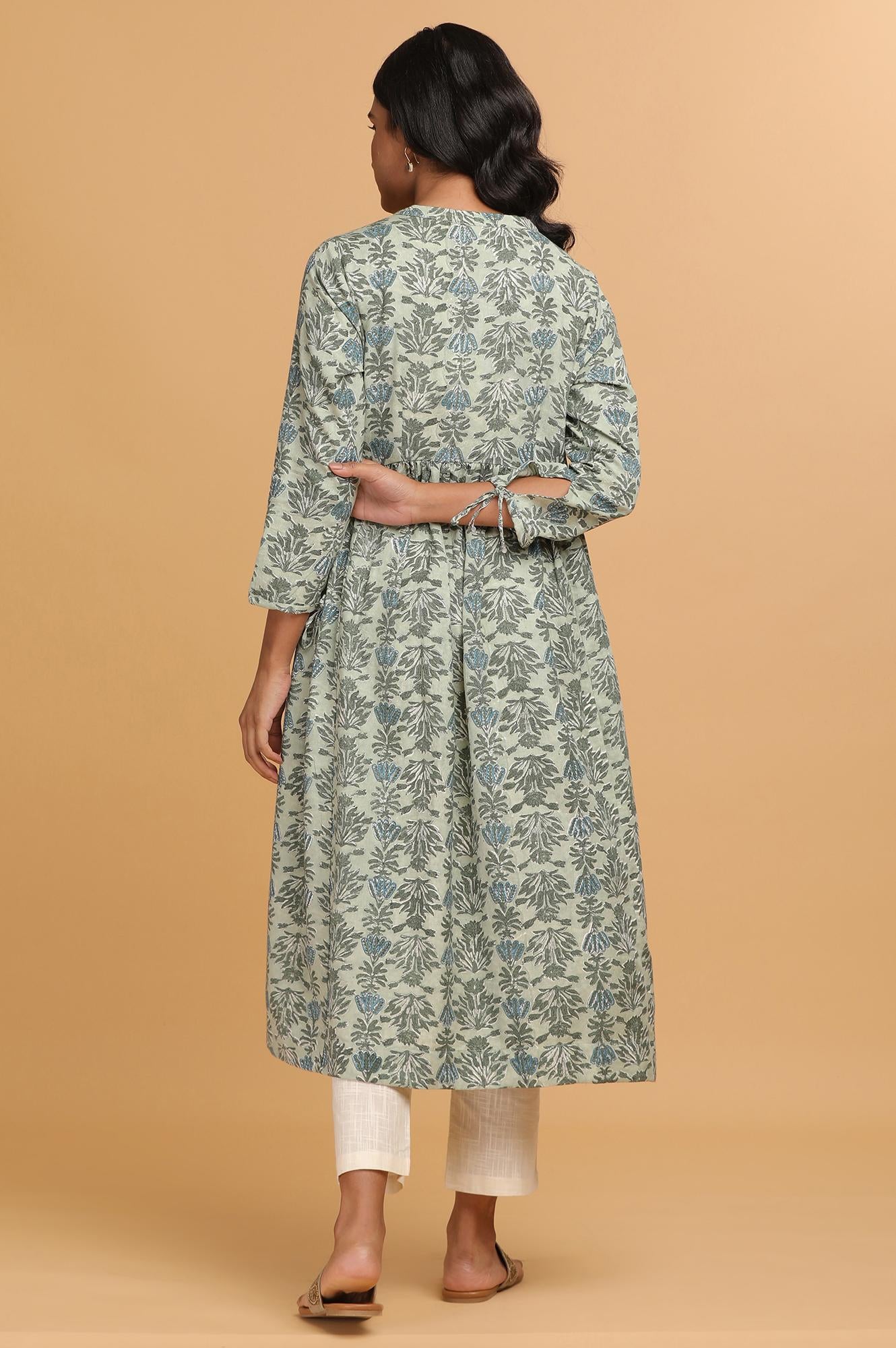 Light Green Hand Block Print kurta