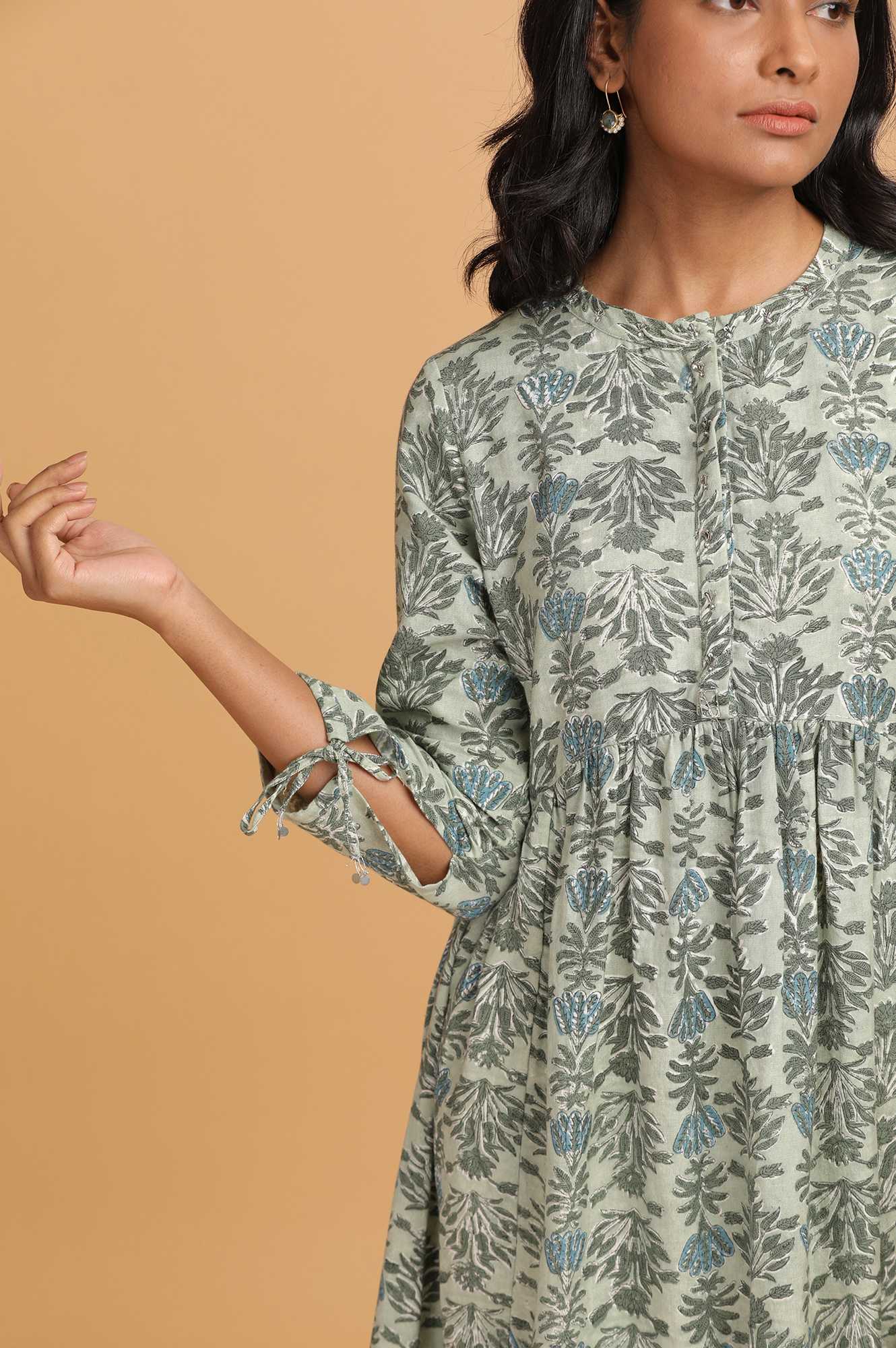 Light Green Hand Block Print kurta